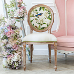 Стул бежевый из натурального бука с изображением птиц и цветов Blooming Blue Birds варинант исполнения - 3 | Loft Concept в Воронеже