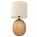 Настольная лампа с тканевым бежевым абажуром на овальном основании Beige Lampshade on Oval Base варинант исполнения - 2 | Loft Concept в Воронеже