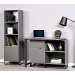 Стеллаж книжный цвета графит с 3-мя открытыми полками и дверкой Strict Lines варинант исполнения - 4 | Loft Concept в Воронеже