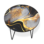 Стол журнальный с круглой столешницей из стекла Gold and Black Marble варинант исполнения - 2 | Loft Concept в Воронеже