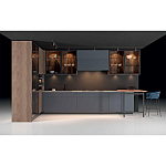 Комбинированный кухонный гарнитур сине-серого цвета с фасадом под дерево Benjamin Kitchen Set варинант исполнения - 4 | Loft Concept в Воронеже