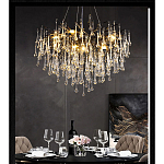 Люстра черная с прозрачными стеклянными подвесками в форме капель FAIRYTREE Light варинант исполнения - 4 | Loft Concept в Воронеже