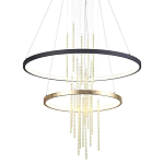 Люстра подвесная с 2-мя круглыми подвесами в черном и золотистом цвете и вертикальными подвесками Ring Horizontal варинант исполнения - 1 | Loft Concept в Воронеже