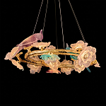 Люстра круглая на золотом каркасе с птичками и цветочным декором Miscellaneous herbs варинант исполнения - 4 | Loft Concept в Воронеже