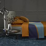 Плед из хлопка синего цвета с абстрактным принтом Elysian Flow Ocean варинант исполнения - 6 | Loft Concept в Воронеже