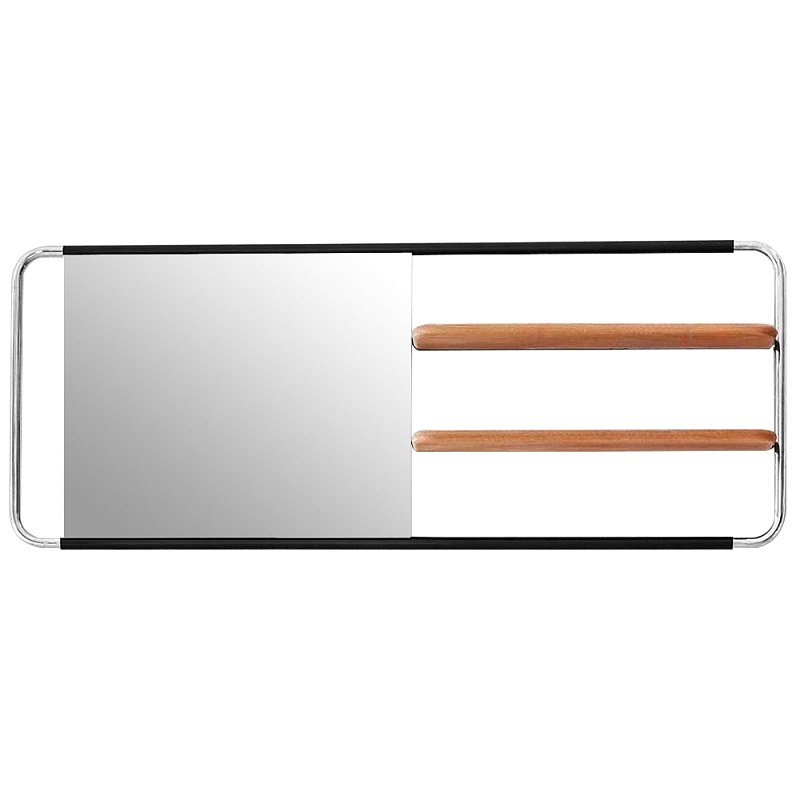 Настенное зеркало с двумя полками Two Shelves Functional Mirrors Древесина Черный Хром Настенное зеркало с двумя полками Two Shelves Functional Mirrors Древесина Черный Хром в Воронеже | Loft Concept