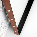 Зеркало прямоугольное в металлической раме с кожаной отделкой Loft in Reflection варинант исполнения - 3 | Loft Concept в Воронеже