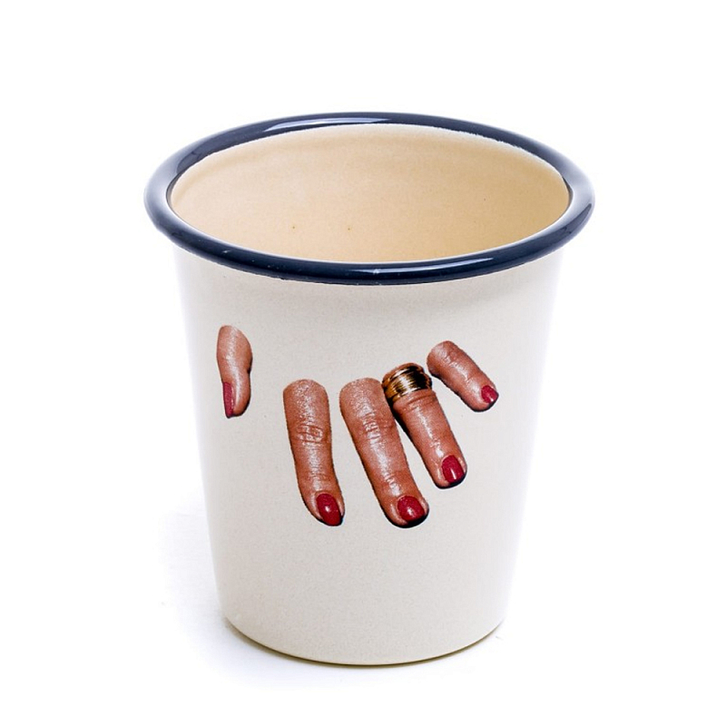 Стакан Seletti Enamel Fingers Бежевый Мульти в Воронеже | Loft Concept 