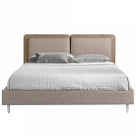 Кровать двуспальная серая с изголовьем из экокожи и ткани Modern Look варинант исполнения - 3 | Loft Concept в Воронеже