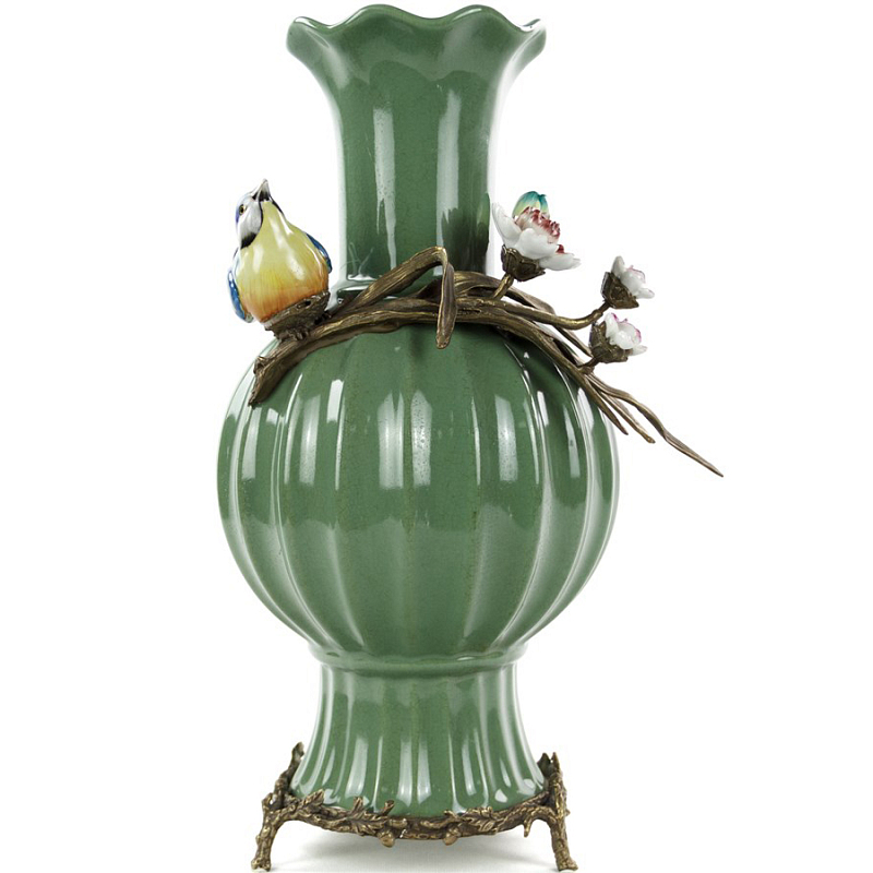 Фарфоровая ваза Deep Green Vase Зеленый шалфей Бронза Фарфоровая ваза Deep Green Vase Зеленый шалфей Бронза в Воронеже | Loft Concept