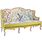 Диван из натурального бука бежевый с изображением птиц и цветов Beige Green Chinoiserie Garden Sofa варинант исполнения - 3 | Loft Concept в Воронеже
