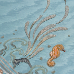 Обои с вышивкой ручной работы Amami Waves Moonbeam colourway on silk moire варинант исполнения - 3 | Loft Concept в Воронеже