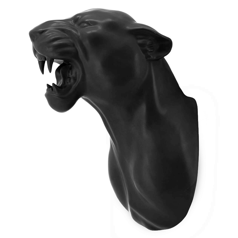 Аксессуар на стену Пантера матовая Abhika LEOPARD HEAD HANGING Черный матовый в Воронеже | Loft Concept 