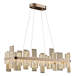 Люстра подвесная прямоугольная с рифлёными прозрачными элементами и золотым основанием Aurea Vista варинант исполнения - 1 | Loft Concept в Воронеже