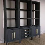 Модульный стеллаж Primo из трех составных элементов Черный дуб варинант исполнения - 3 | Loft Concept в Воронеже