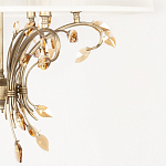 Люстра подвесная круглая с тканевым полупрозрачным абажуром и подвесками 6 ламп Gilded Elegance варинант исполнения - 6 | Loft Concept в Воронеже