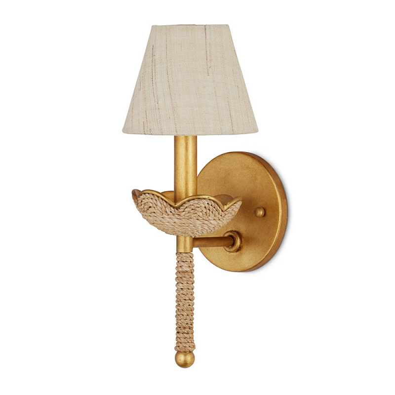 Бра из кованого железа с отделкой плетеной веревкой и сусальным золотом Parisian Style Золотой Бежевый в Воронеже | Loft Concept 