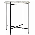 Кофейный столик с круглой разноцветной столешницей на 4-х черных ножках Multicolored Stone Composite варинант исполнения - 1 | Loft Concept в Воронеже