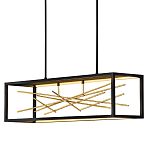 Люстра прямоугольная черного цвета с декором в виде ветвей в золотой отделке Hinkley варинант исполнения - 1 | Loft Concept в Воронеже