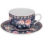 Чайный набор из фарфора синий на 6 персон 12 предметов Flower Porcelain Collection варинант исполнения - 1 | Loft Concept в Воронеже