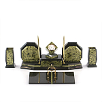 Настольный письменный набор из змеевика с часами и таблетницей Successful Leader варинант исполнения - 1 | Loft Concept в Воронеже