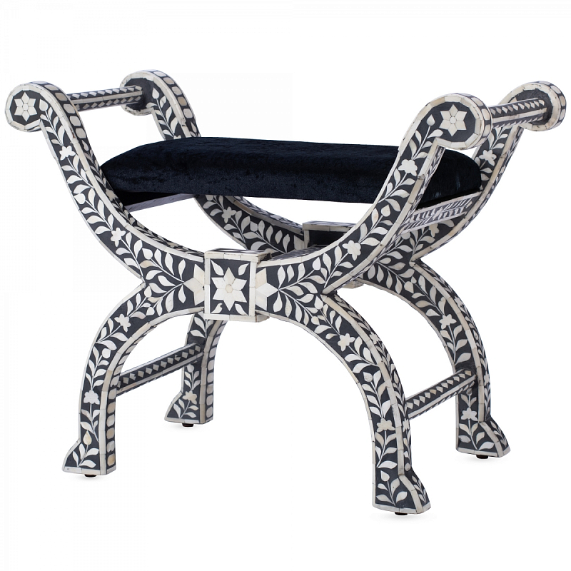 Табурет отделка кость черный BONE INLAY Jenny Stool Черный ivory ( слоновая кость ) Табурет отделка кость черный BONE INLAY Jenny Stool Черный ivory ( слоновая кость ) в Воронеже | Loft Concept