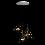 Люстра подвесная с прозрачными бирюзовыми стеклянными шарами и круглым основанием 3 лампы Giopato & Coombes варинант исполнения - 2 | Loft Concept в Воронеже