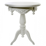 Стол приставной круглый белого цвета из массива бука с легкими потертостями White Provence варинант исполнения - 1 | Loft Concept в Воронеже