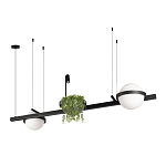 Подвесной светильник линейный с 2-мя шарообразными плафонами и цилиндрическим спотом Light of Еyes варинант исполнения - 3 | Loft Concept в Воронеже