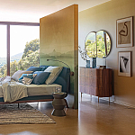 Комод округлой формы с тремя ящиками Walnut and Leather варинант исполнения - 8 | Loft Concept в Воронеже