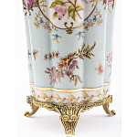 Ваза голубого цвета из фарфора с цветочным рисунком и бронзовой стрекозой Blue Garden варинант исполнения - 3 | Loft Concept в Воронеже