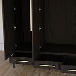 Большой Шкаф Primo Темный орех с 3 дверьми и 3 выдвижными ящиками варинант исполнения - 7 | Loft Concept в Воронеже