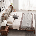 Кровать двуспальная с мягким изголовьем Moon Walnut Bed варинант исполнения - 4 | Loft Concept в Воронеже