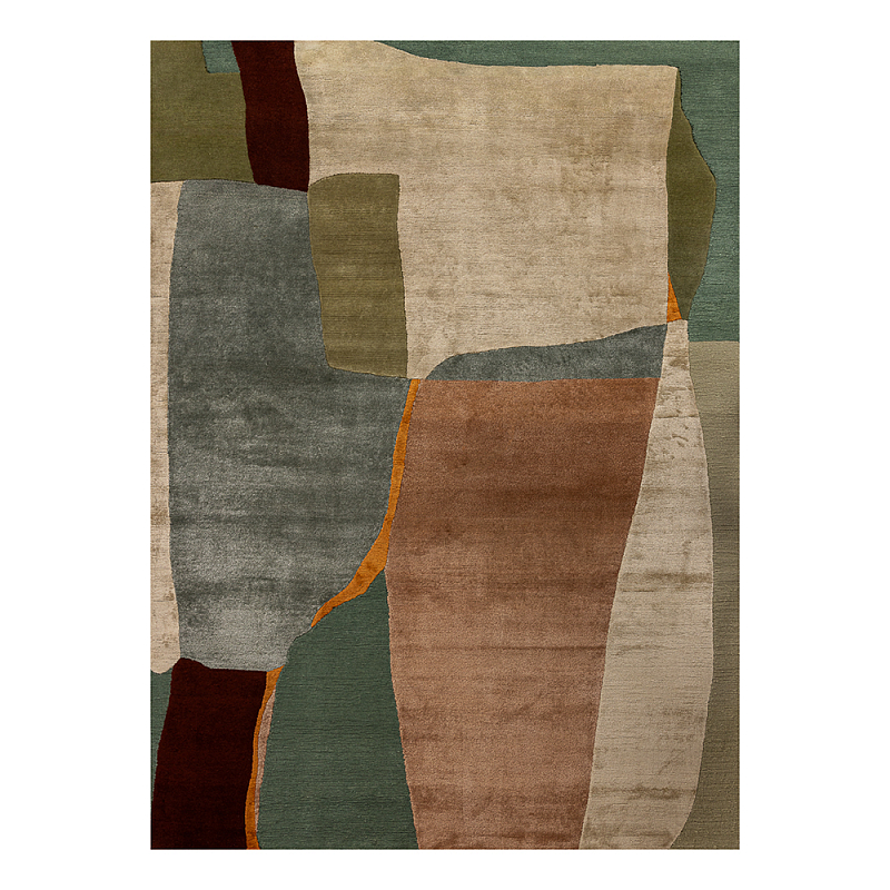 Ковер шелк Manhattan Wool Silk Carpet V Малахит Оливковый Бежевый в Воронеже | Loft Concept 