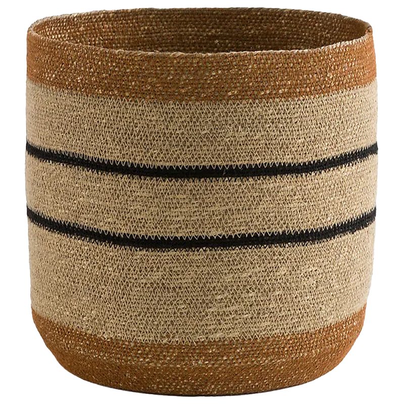 Плетеная корзина в полоску Okiro Wicker Basket Коричневый Бежевый Черный Плетеная корзина в полоску Okiro Wicker Basket Коричневый Бежевый Черный в Воронеже | Loft Concept