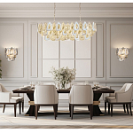 Люстра овальная с многослойными белыми и прозрачными подвесками Character Chandelier варинант исполнения - 6 | Loft Concept в Воронеже