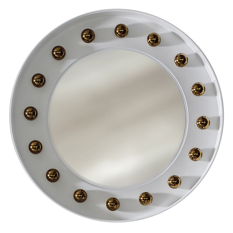 Зеркало белое с круглыми золотыми декоративными элементами Prince of the Church Белый Золотой в Воронеже | Loft Concept 