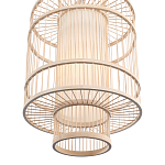 Подвесной светильник из деревянных прутьев с плафоном из натуральной ткани Light Inside the Cell варинант исполнения - 5 | Loft Concept в Воронеже