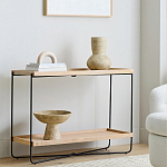 Консоль деревянной столешницей и полкой Wooden Table Top and Shelf варинант исполнения - 6 | Loft Concept в Воронеже