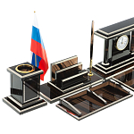 Настольный письменный набор с часами из природного камня обсидиана Team leader варинант исполнения - 3 | Loft Concept в Воронеже