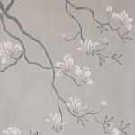 Обои ручная роспись Magnolia Canopy Original Colourway on Oyster Shell metallic silk варинант исполнения - 2 | Loft Concept в Воронеже