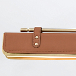 Подвесной светильник линейный латунного цвета в кожаном коричневом чехле и декоративными ремешками Alora варинант исполнения - 4 | Loft Concept в Воронеже