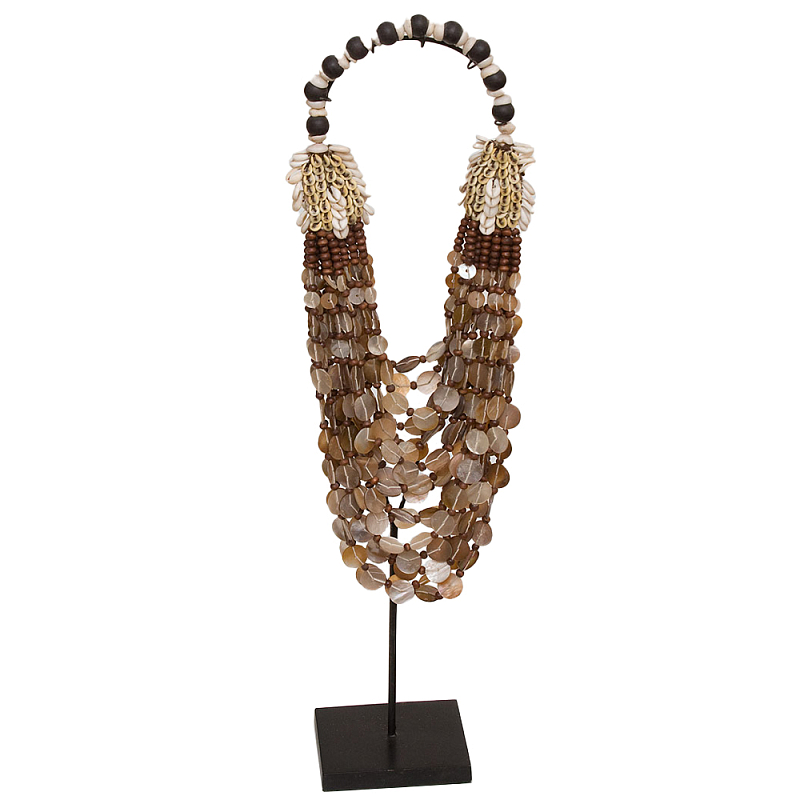 Этническое ожерелье из ракушек и круглых бусин Aboriginal Long Necklace Shells Коричневый Черный Бежевый Этническое ожерелье из ракушек и круглых бусин Aboriginal Long Necklace Shells Коричневый Черный Бежевый в Воронеже | Loft Concept