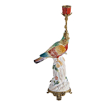 Подсвечник с попугаем из фарфора с бронзовыми элементами Eden Garden варинант исполнения - 3 | Loft Concept в Воронеже