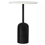 Кофейный столик с белой мраморной столешницей на черном основании Tall Coffee Black and White Table варинант исполнения - 3 | Loft Concept в Воронеже