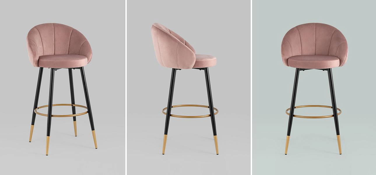 Барный Стул Alberto Chair Розовый Велюр Барный Стул Alberto Chair Розовый Велюр - Loft-Concept в Воронеже
