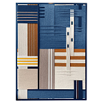 Панно из шнура Синяя геометрическая абстракция wall panel line Blue варинант исполнения - 4 | Loft Concept в Воронеже