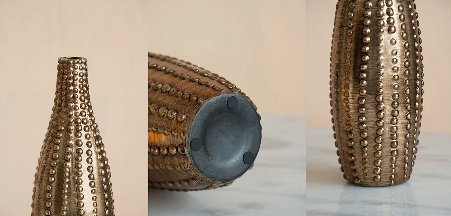Ваза Ribbed Vase Narrow Throat bronze-gold 34 Ваза Ribbed Vase Narrow Throat bronze-gold 34 - Loft-Concept в Воронеже