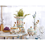 Кувшин с цветочным рисунком и бронзовой ручкой Blue Garden варинант исполнения - 7 | Loft Concept в Воронеже