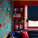 Обои с вышивкой ручной работы Flora Rio colourway on Liso Pine wool sateen варинант исполнения - 2 | Loft Concept в Воронеже